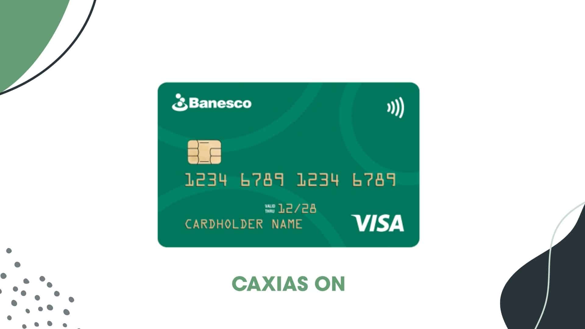 The Banesco USA Visa Credit Card displayed on a clean white background, featuring a green design with the Visa logo and contactless payment symbol.