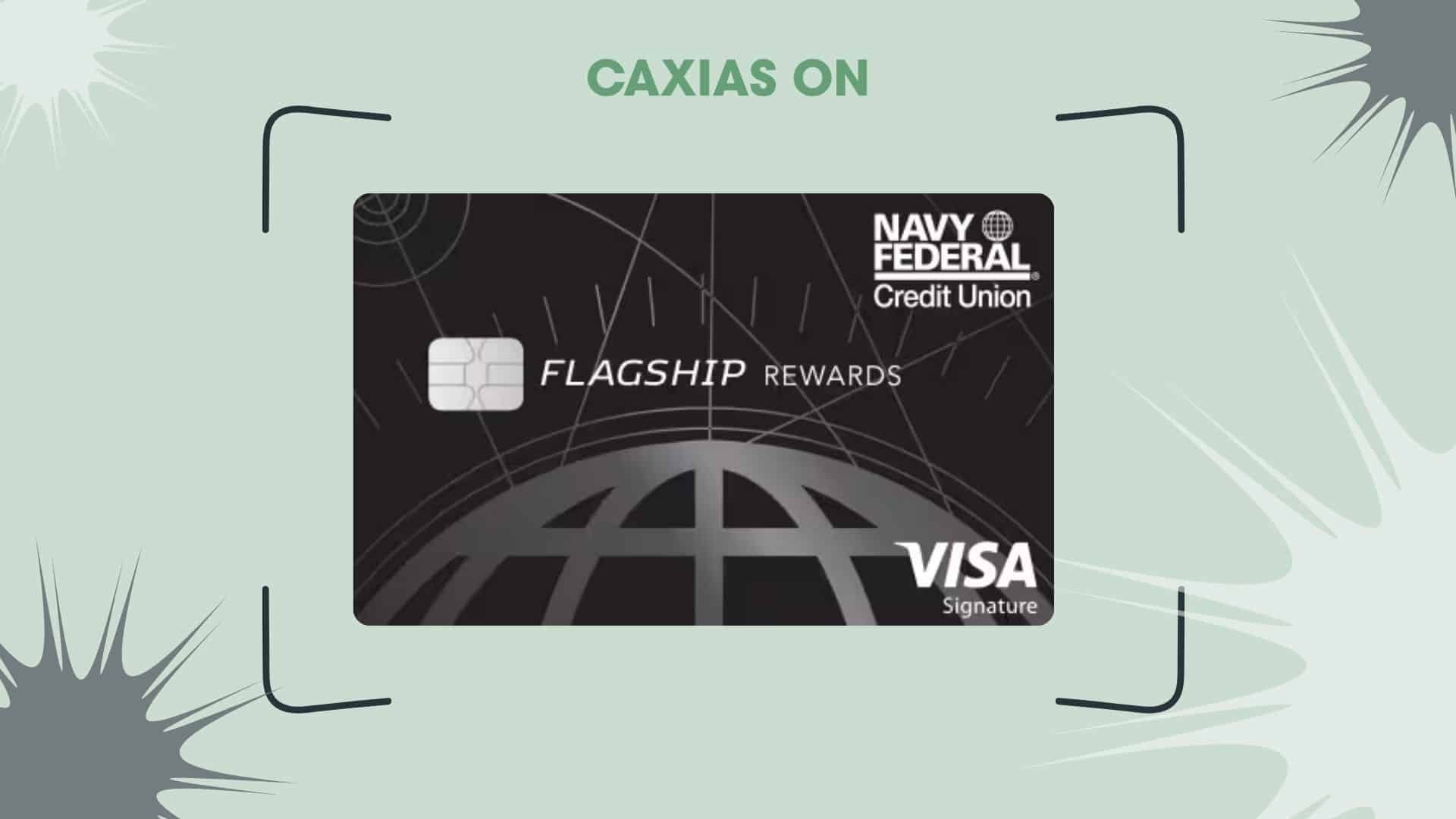 Image of the Navy Federal Credit Union Visa Signature® Flagship Travel Rewards Credit Card, featuring a sleek black design with a globe graphic, ideal for frequent travelers.