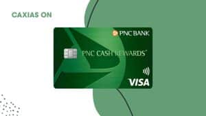 PNC Cash Rewards® Visa® Credit Card displayed on a green background, showcasing its sleek design and contactless payment feature.