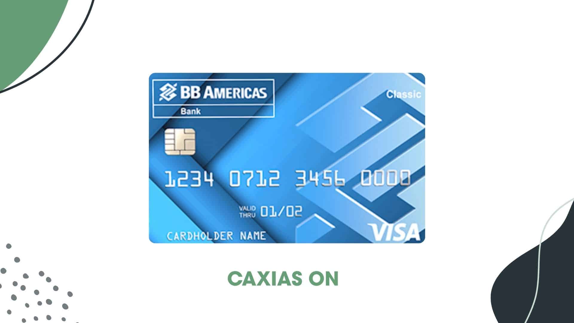 Image of the BB Americas Classic credit card, featuring a sleek blue design with embedded chip, Visa logo, and bold branding. This visual represents the simplicity and security associated with the BB Americas Classic credit card, ideal for users seeking accessible and bilingual banking solutions.